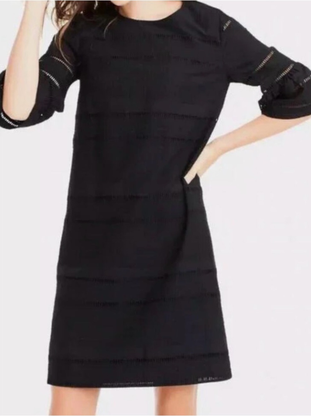 J. Crew Eyelet Tie Back Ruffle Bell Sleeve 100% Cotton Mini Dress